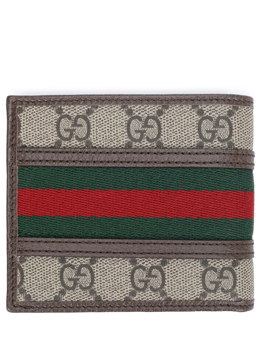 Кошелек из кожи и текстиля GUCCI 597606 96IWT 8745 Бежевый  Фото 2