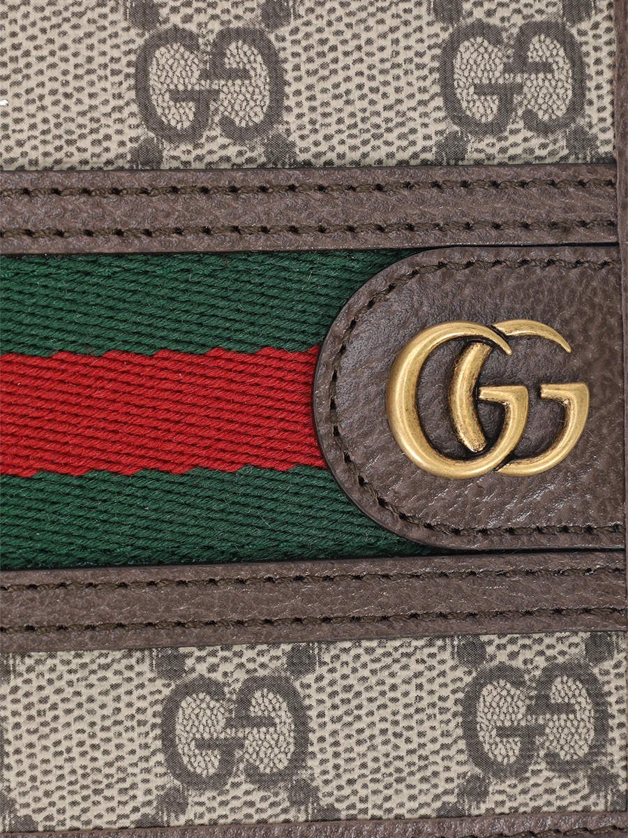 Кошелек из кожи и текстиля GUCCI 597606 96IWT 8745 Бежевый  Фото 4