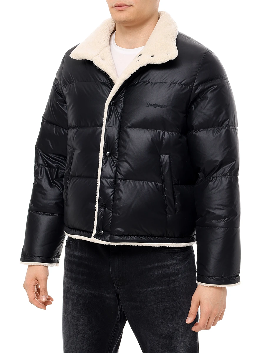 Пуховик стеганый SAINT LAURENT 745644 Y9G12 1001 Черный  Фото 2