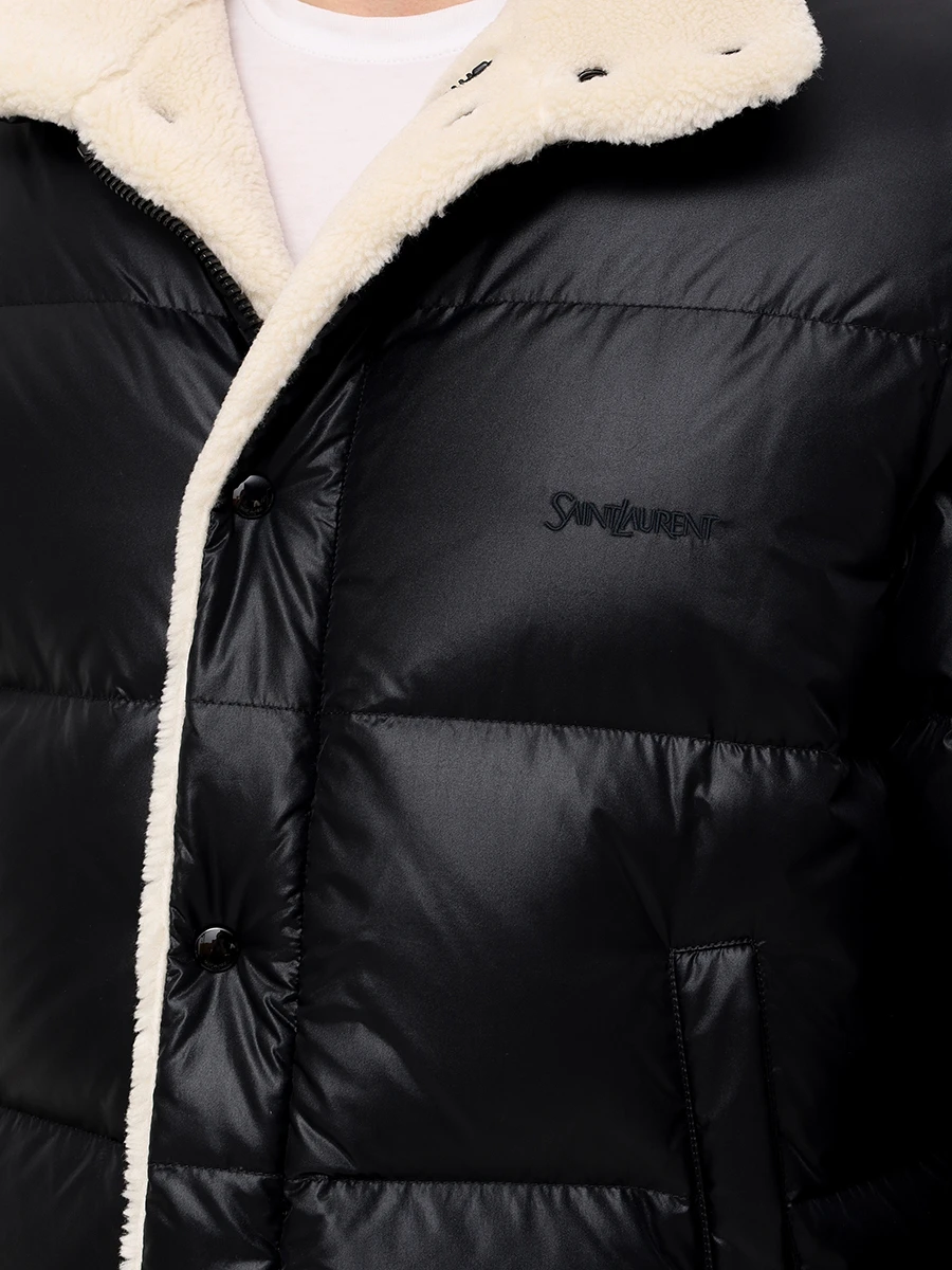 Пуховик стеганый SAINT LAURENT 745644 Y9G12 1001 Черный  Фото 4