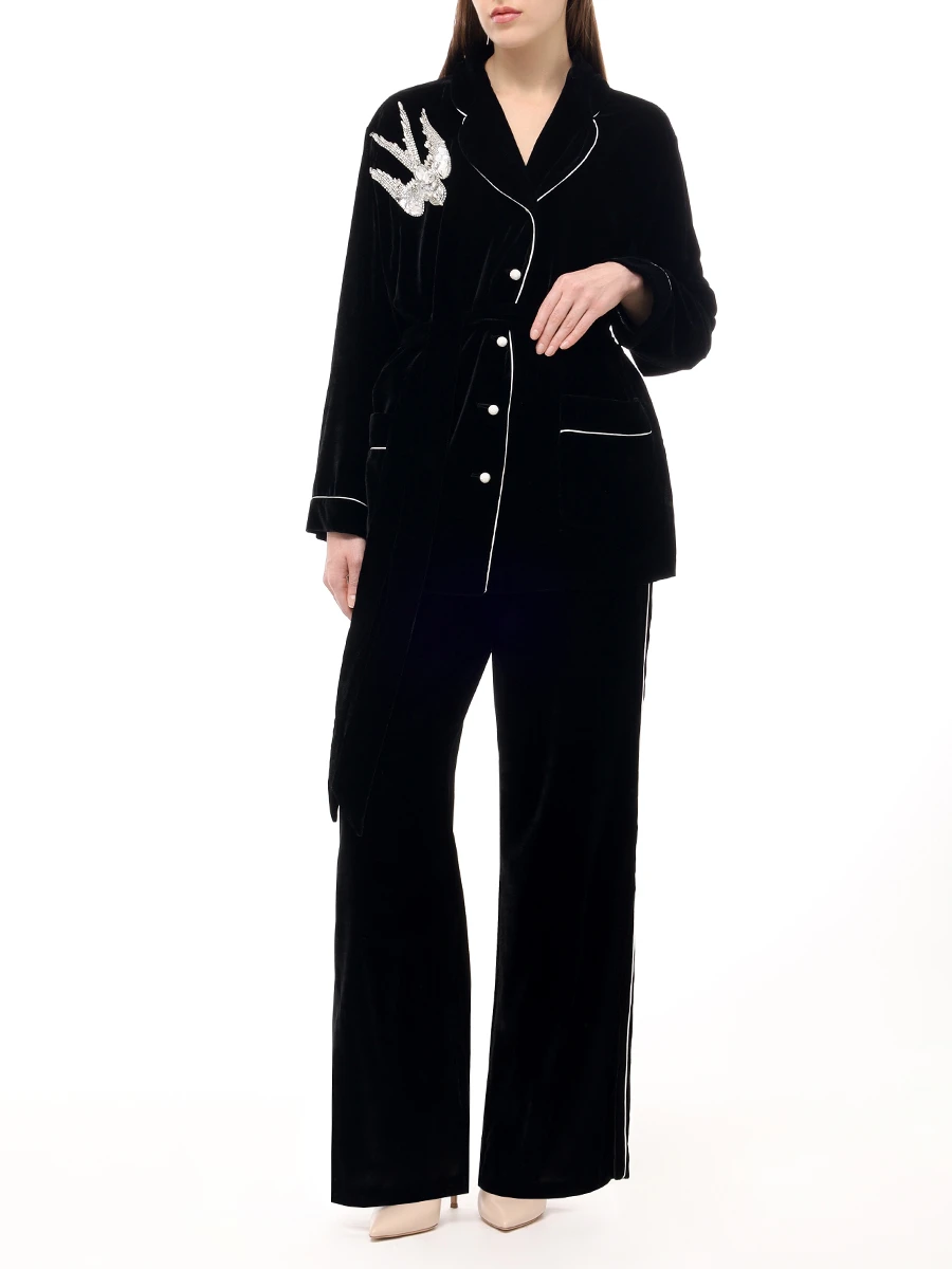 Брюки шелковые YANINA Т-2941 Черный  Фото 2