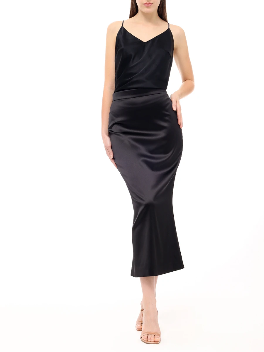 Топ шелковый YANINA Т-2381 Черный  Фото 2