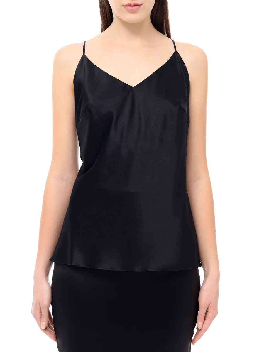 Топ шелковый YANINA Т-2381 Черный  Фото 4