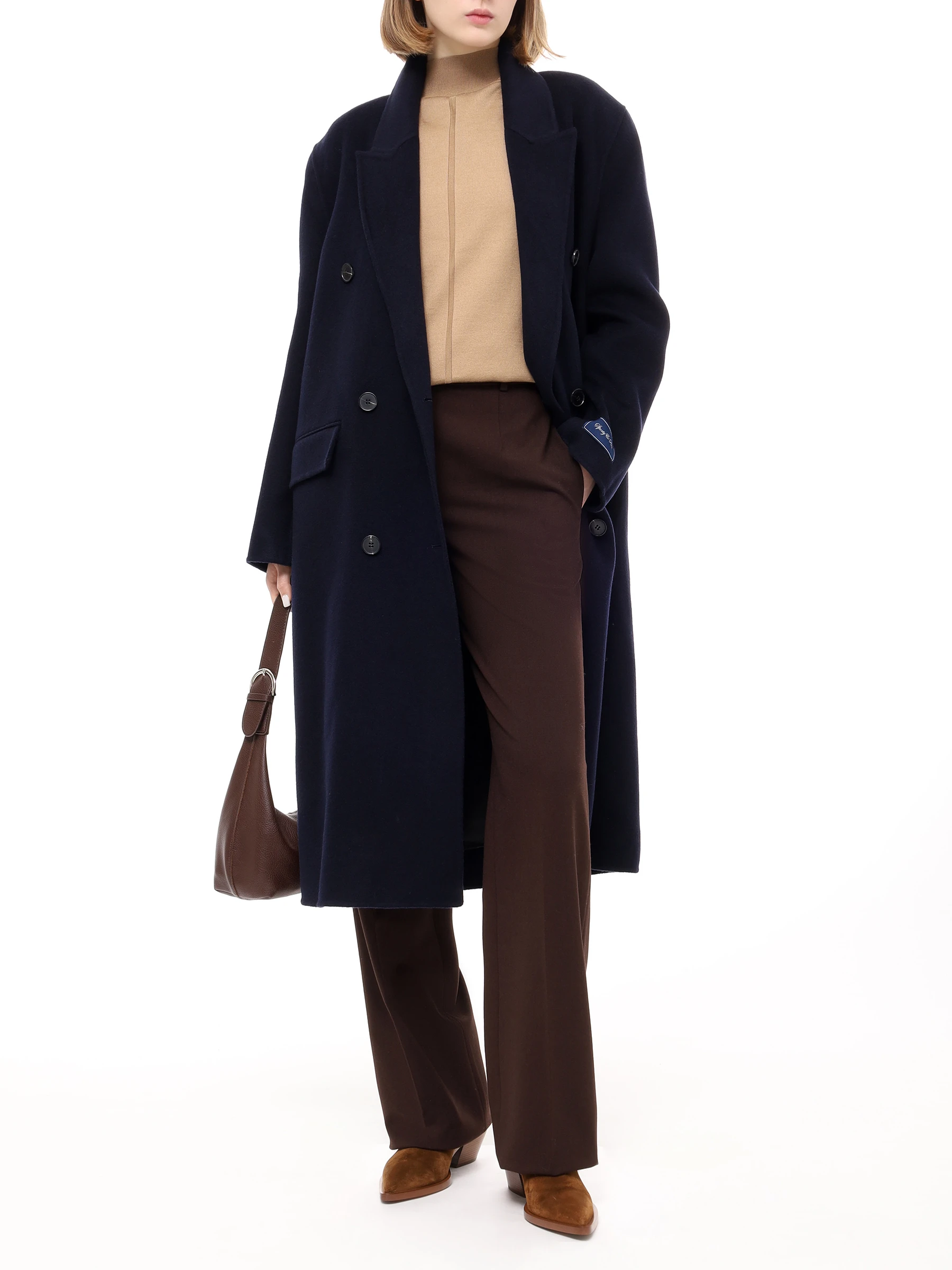 Пальто шерстяное SPORTY & RICH OW025500000BL32/31 Синий  Фото 2