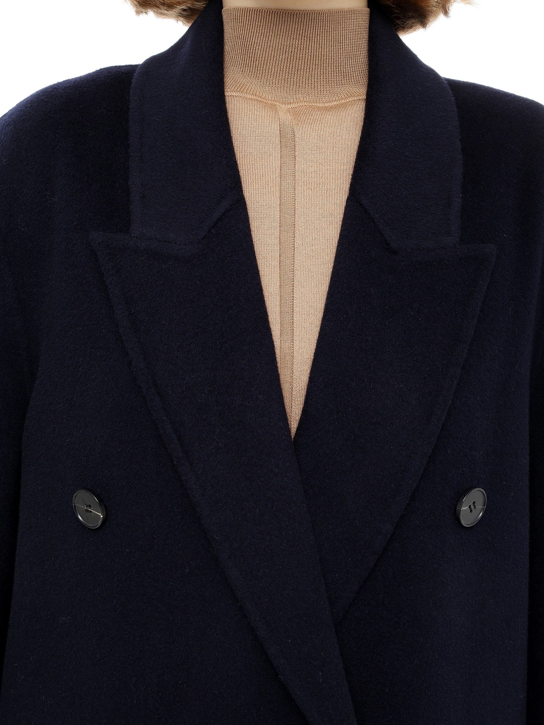 Пальто шерстяное SPORTY & RICH OW025500000BL32/31 Синий  Фото 5