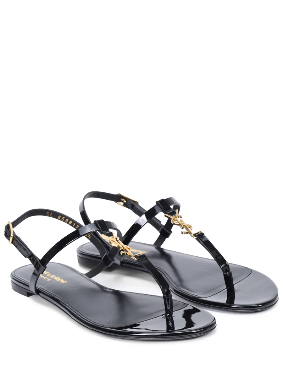 Сандалии кожаные Cassandra SAINT LAURENT 659817 B8IKK 1000 Черный Черный  Фото 2