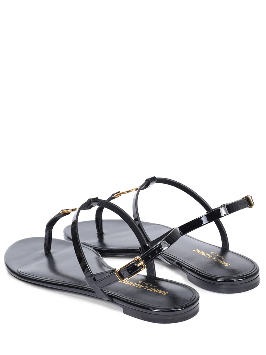 Сандалии кожаные Cassandra SAINT LAURENT 659817 B8IKK 1000 Черный Черный  Фото 4
