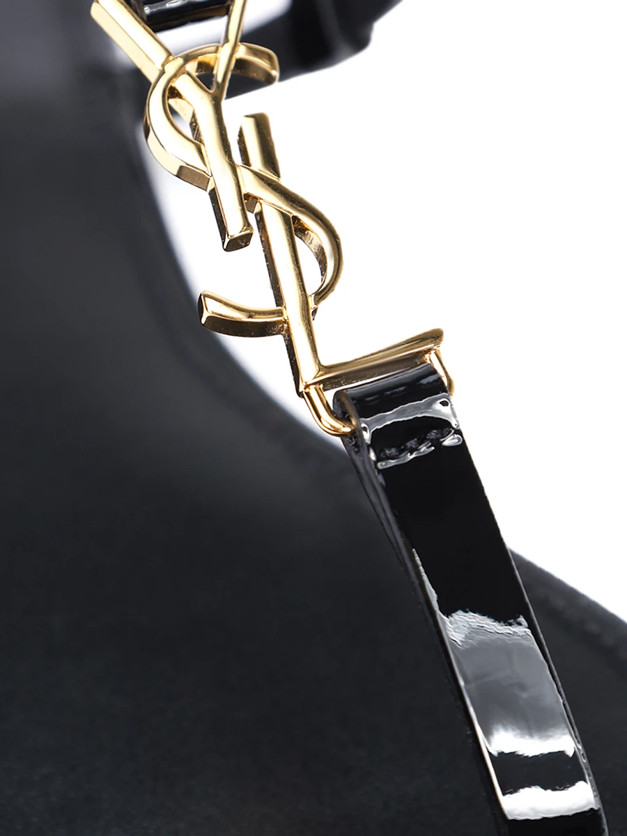 Сандалии кожаные Cassandra SAINT LAURENT 659817 B8IKK 1000 Черный Черный  Фото 5