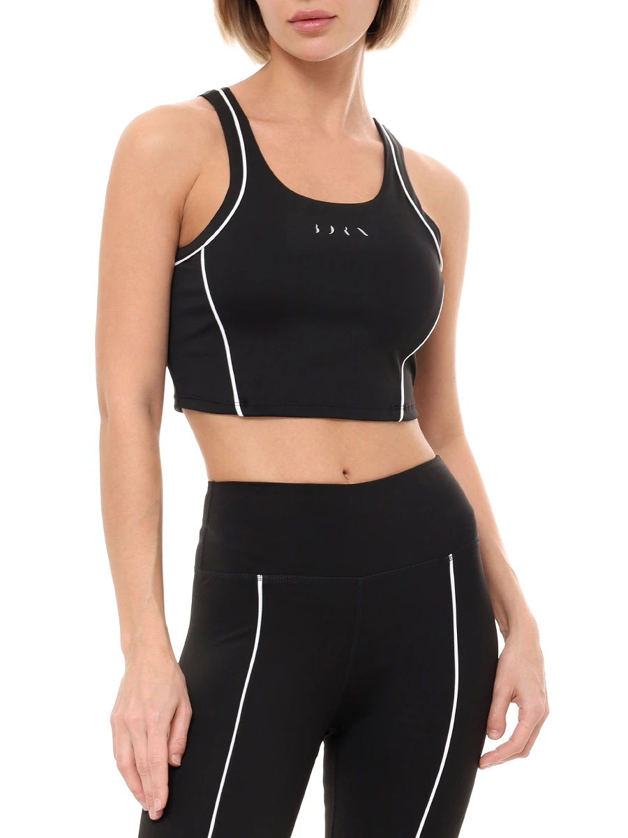 Топ с логотипом BORN FW24CS43-B INDRA Черный  Фото 4