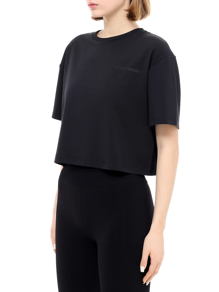 Футболка из модала и хлопка PLEIN SPORT WTK3544/02 Черный  Фото 4