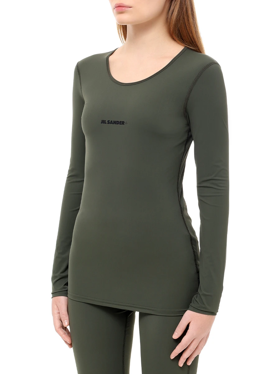 Футболка однотонная JIL SANDER J40GC0019 J20031 312 Зеленый  Фото 4