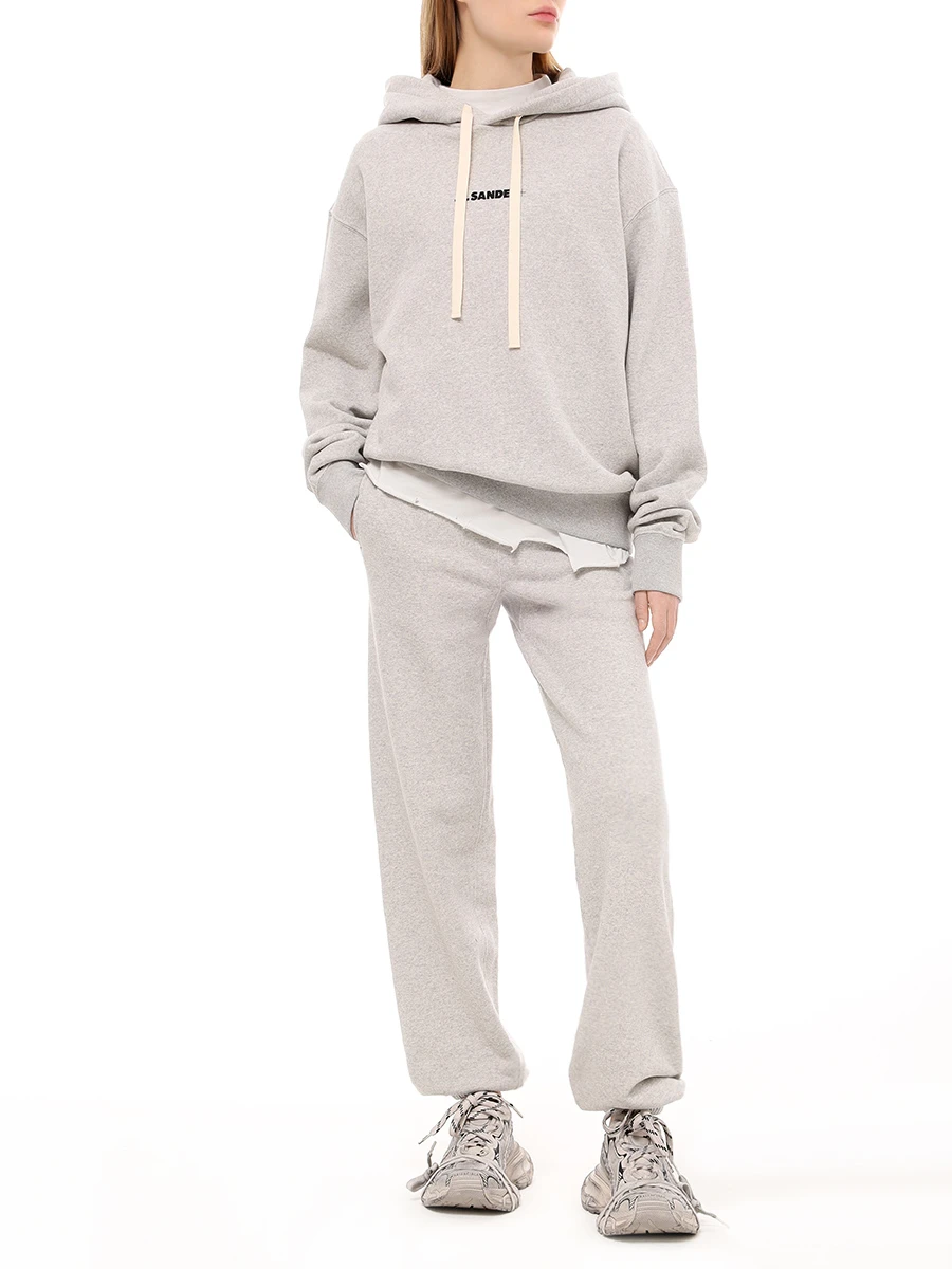 Худи хлопковое JIL SANDER J40GU0002 J20010 052 Серый  Фото 2