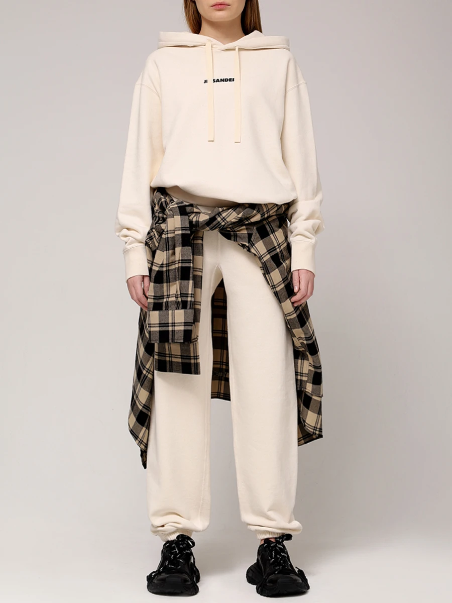 Худи хлопковое JIL SANDER J40GU0002 J20010 279 Кремовый  Фото 2