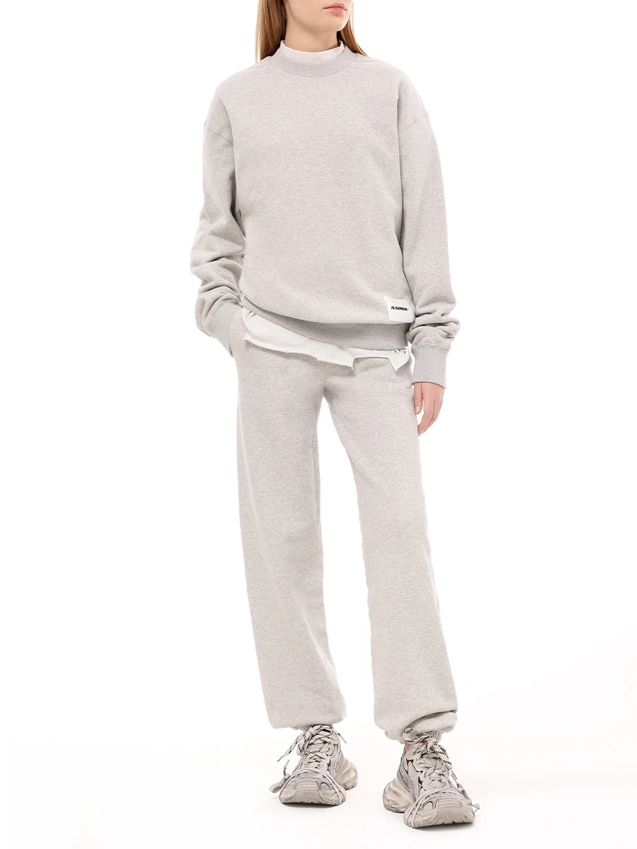 Брюки хлопковые JIL SANDER J40KA0130 J20010 052 Серый  Фото 2
