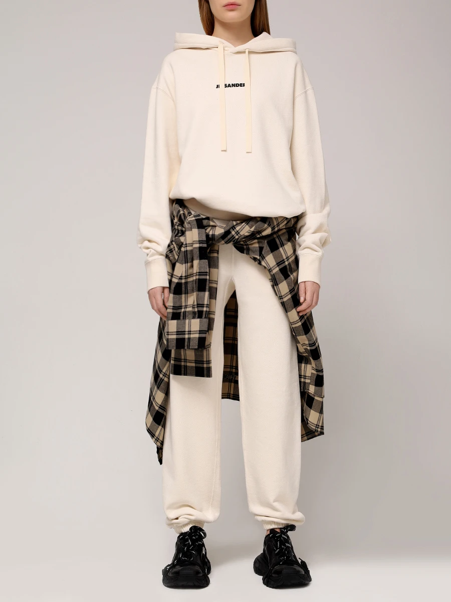 Брюки хлопковые JIL SANDER J40KA0130 J20010 279 Кремовый  Фото 2