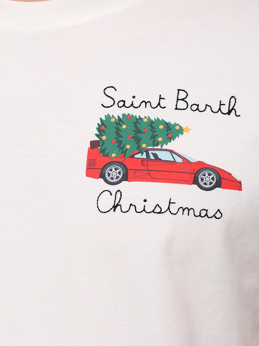 Футболка хлопковая MC2 SAINT BARTH ARNOTT - SPEED CHRISTMAS 10 EMB Белый  Фото 5