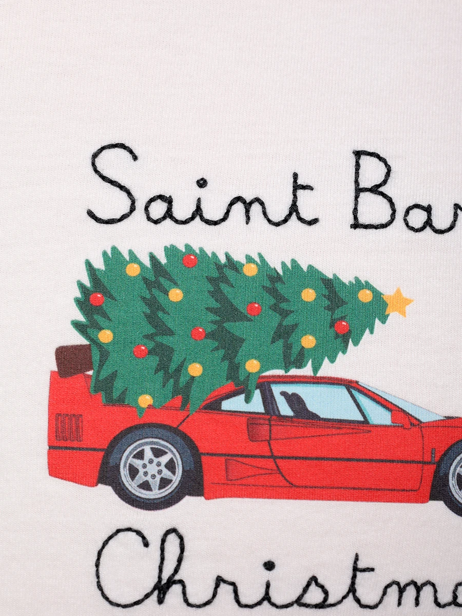 Футболка хлопковая MC2 SAINT BARTH ARNOTT - SPEED CHRISTMAS 10 EMB Белый  Фото 6