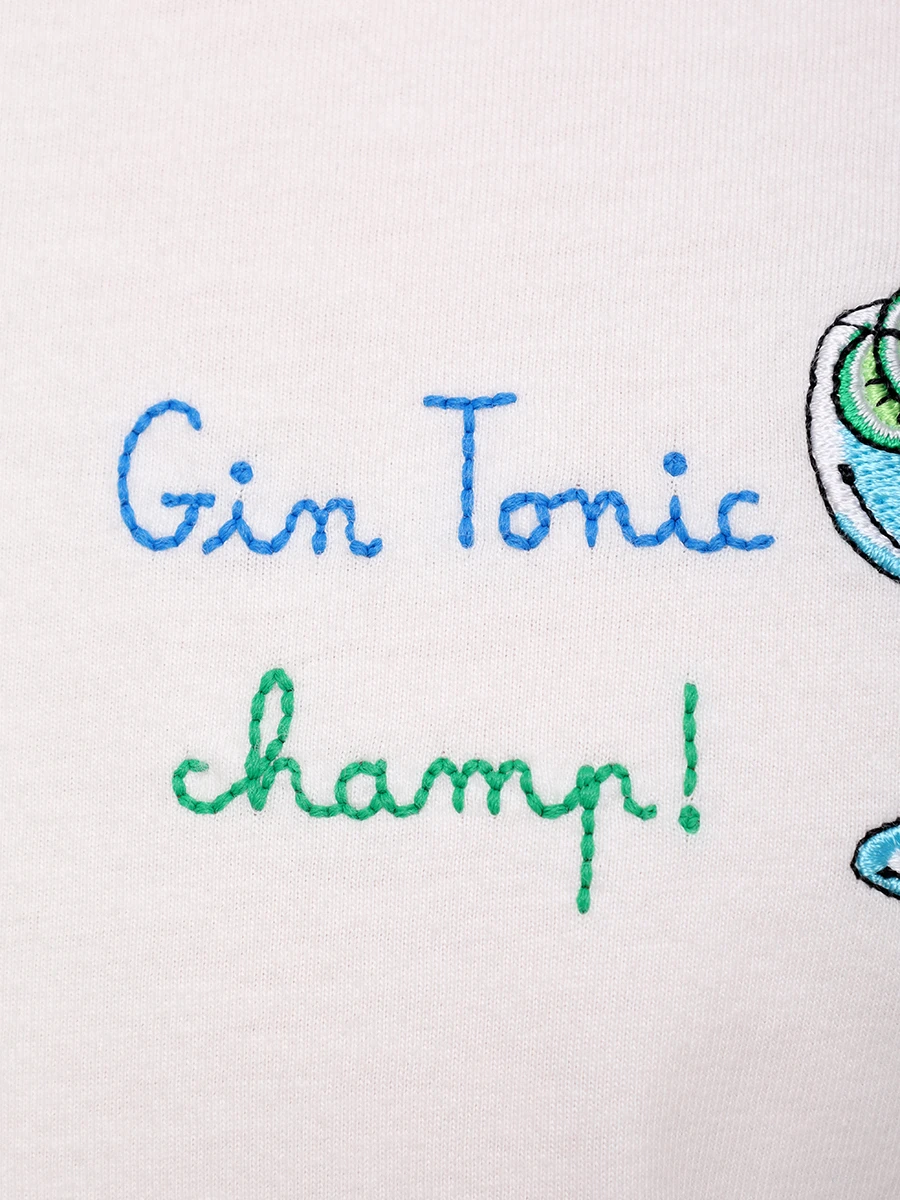 Футболка хлопковая MC2 SAINT BARTH ARNOTT - GIN TONIC CHAMP 10 EMB Белый  Фото 6