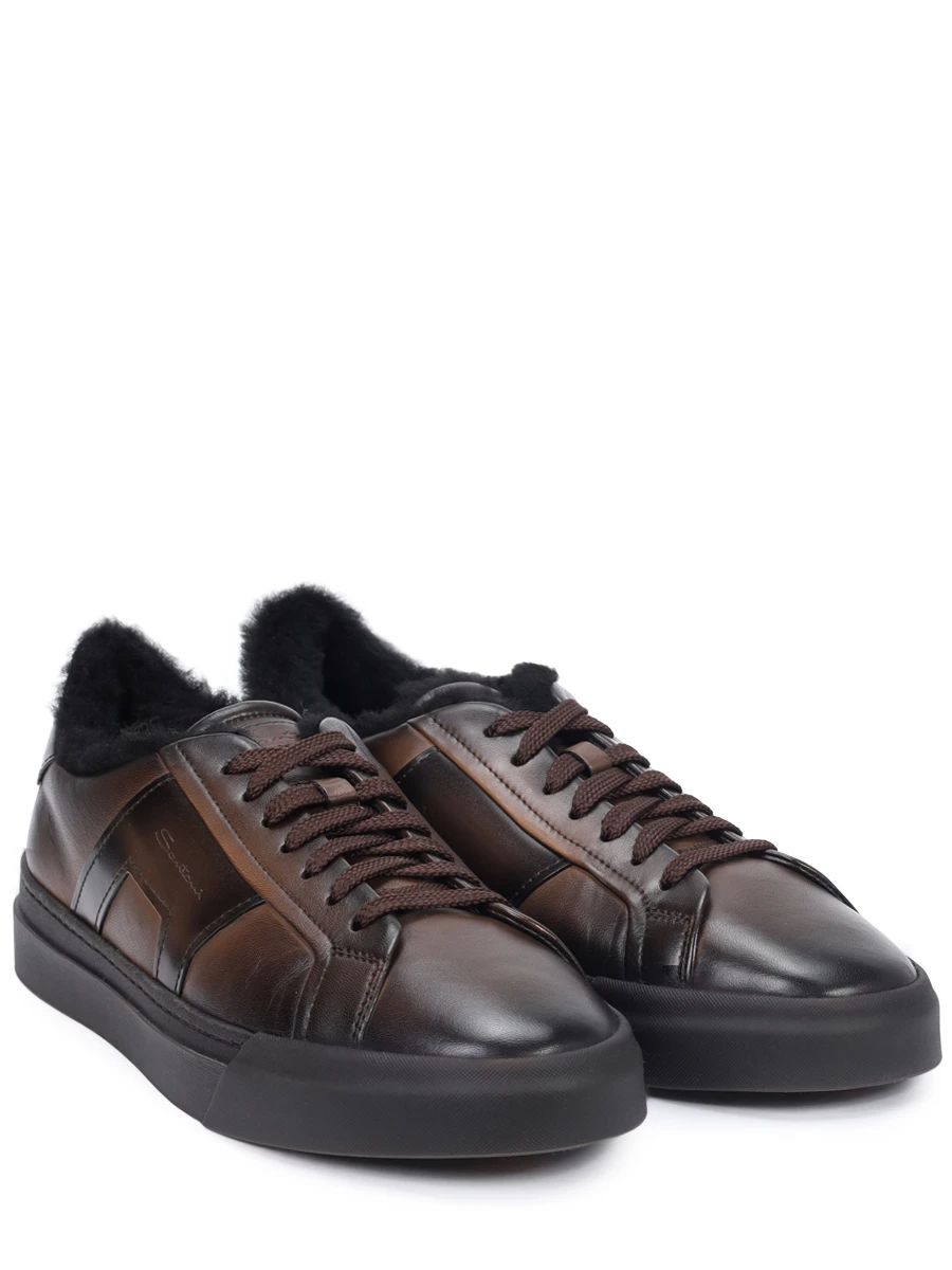 Кеды кожаные на меху SANTONI MBGG22018SMOPGONT50 Коричневый  Фото 2