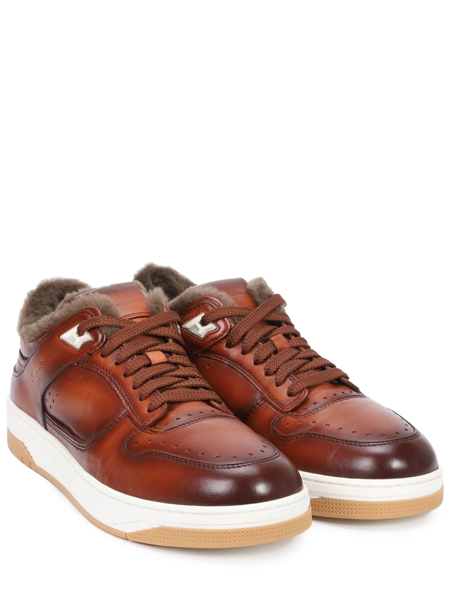 Кеды кожаные на меху SANTONI MBSG22015BAMPGHVM30 Коричневый  Фото 2