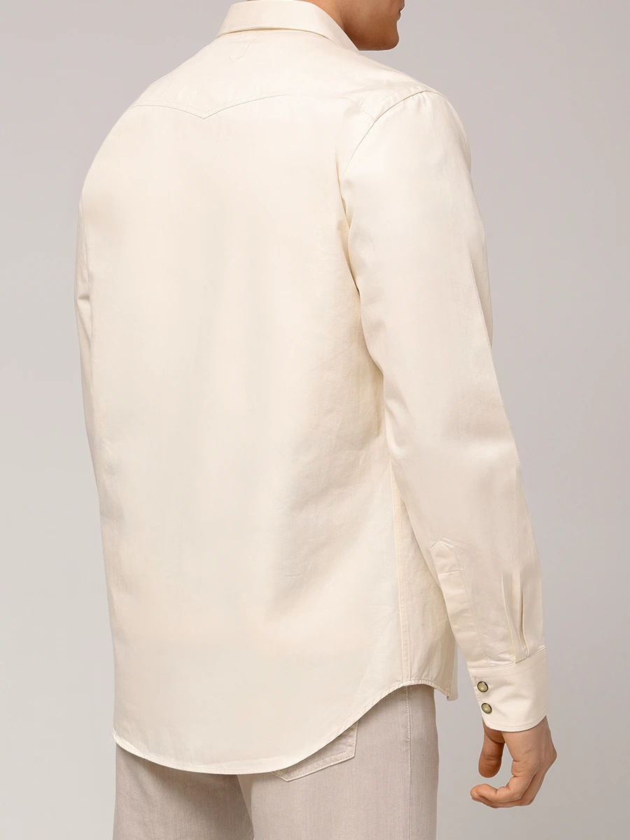 Рубашка Regular Fit хлопковая CANALI GJ03491/CSL7066/001 Кремовый  Фото 3