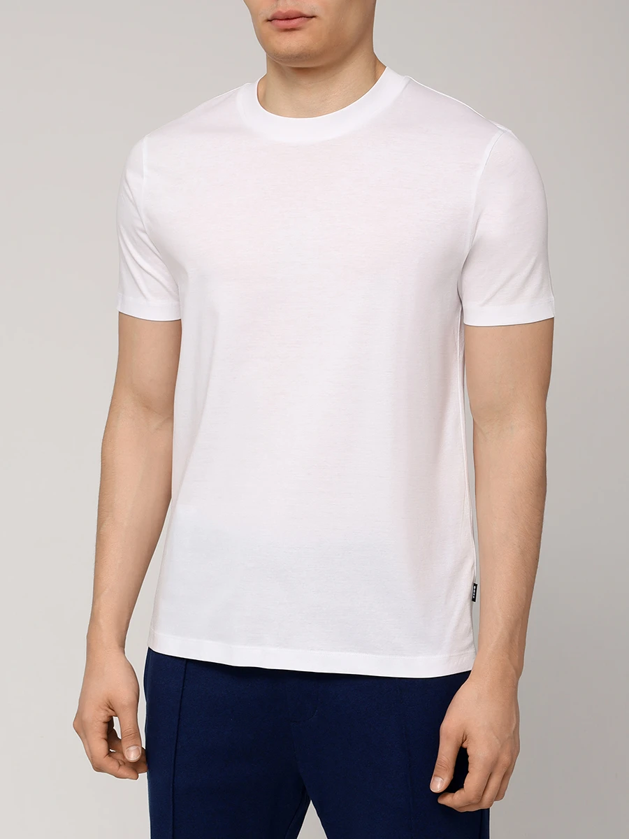 Футболка Slim Fit хлопковая BOSS 50523931/100 Белый  Фото 4