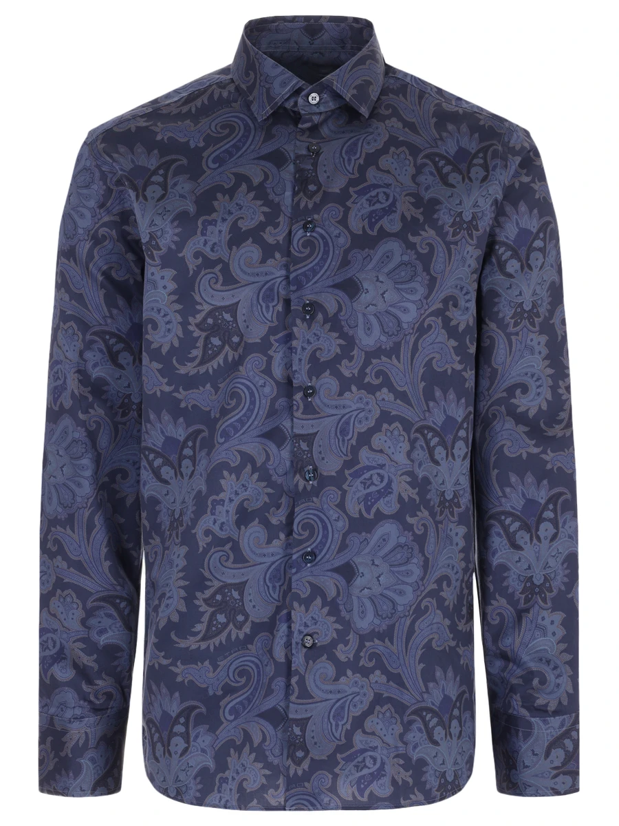 Рубашка Slim Fit хлопковая ETRO MRIB0001 99SA5F2X0883 Синий 