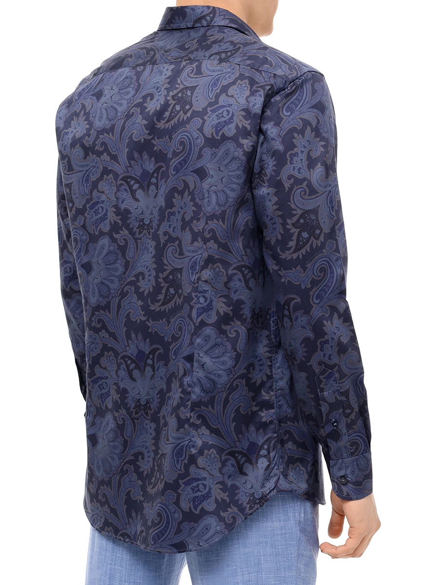 Рубашка Slim Fit хлопковая ETRO MRIB0001 99SA5F2X0883 Синий  Фото 3