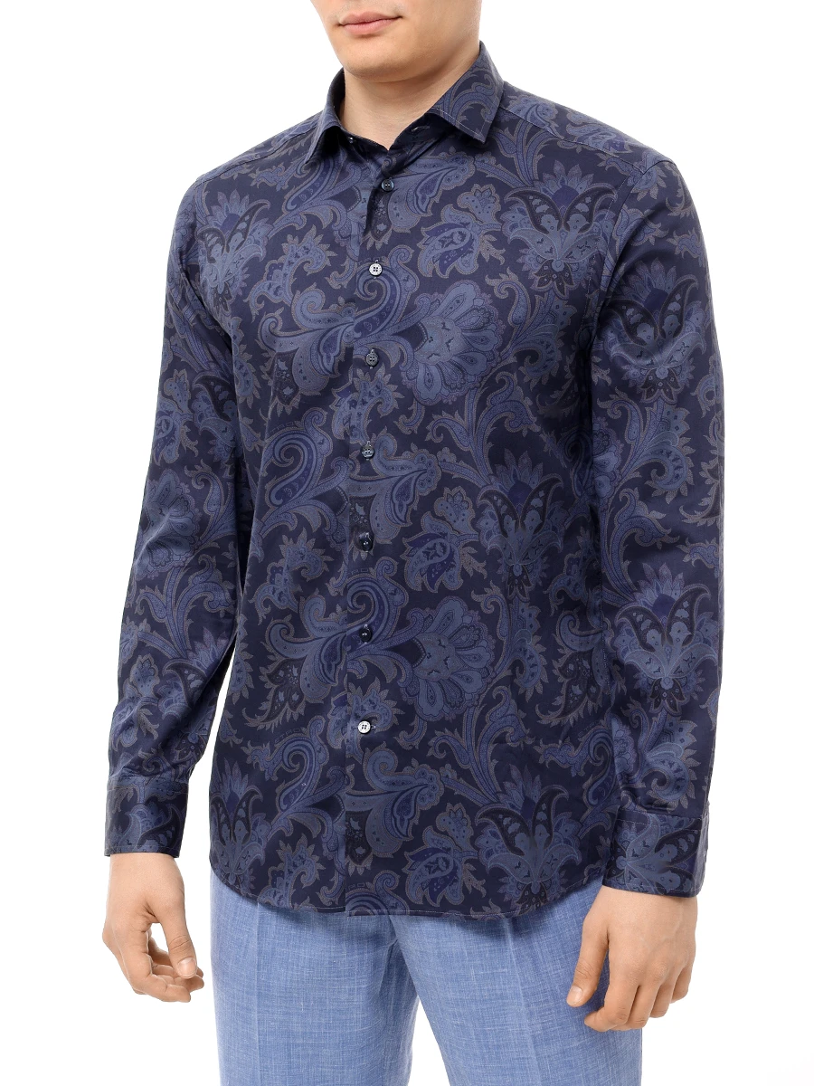 Рубашка Slim Fit хлопковая ETRO MRIB0001 99SA5F2X0883 Синий  Фото 4