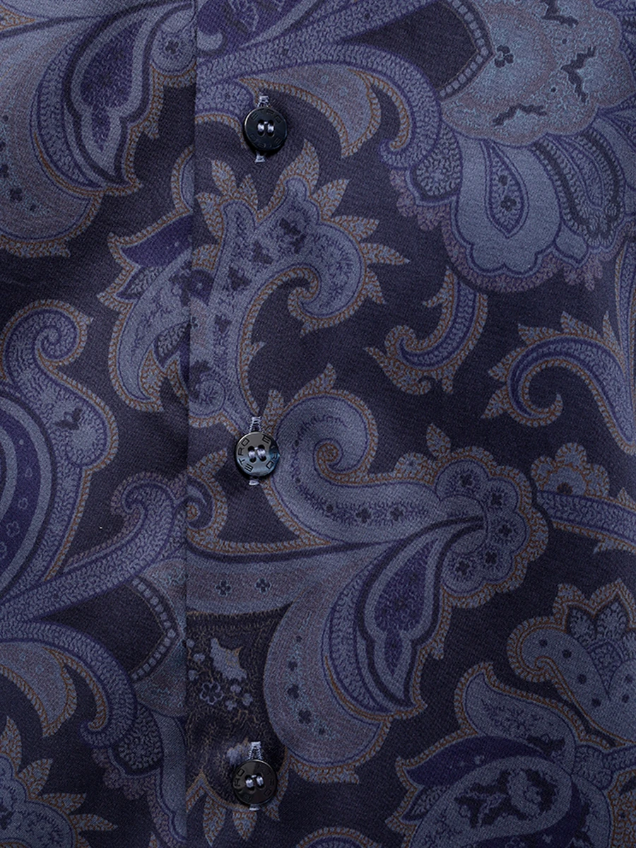 Рубашка Slim Fit хлопковая ETRO MRIB0001 99SA5F2X0883 Синий  Фото 5