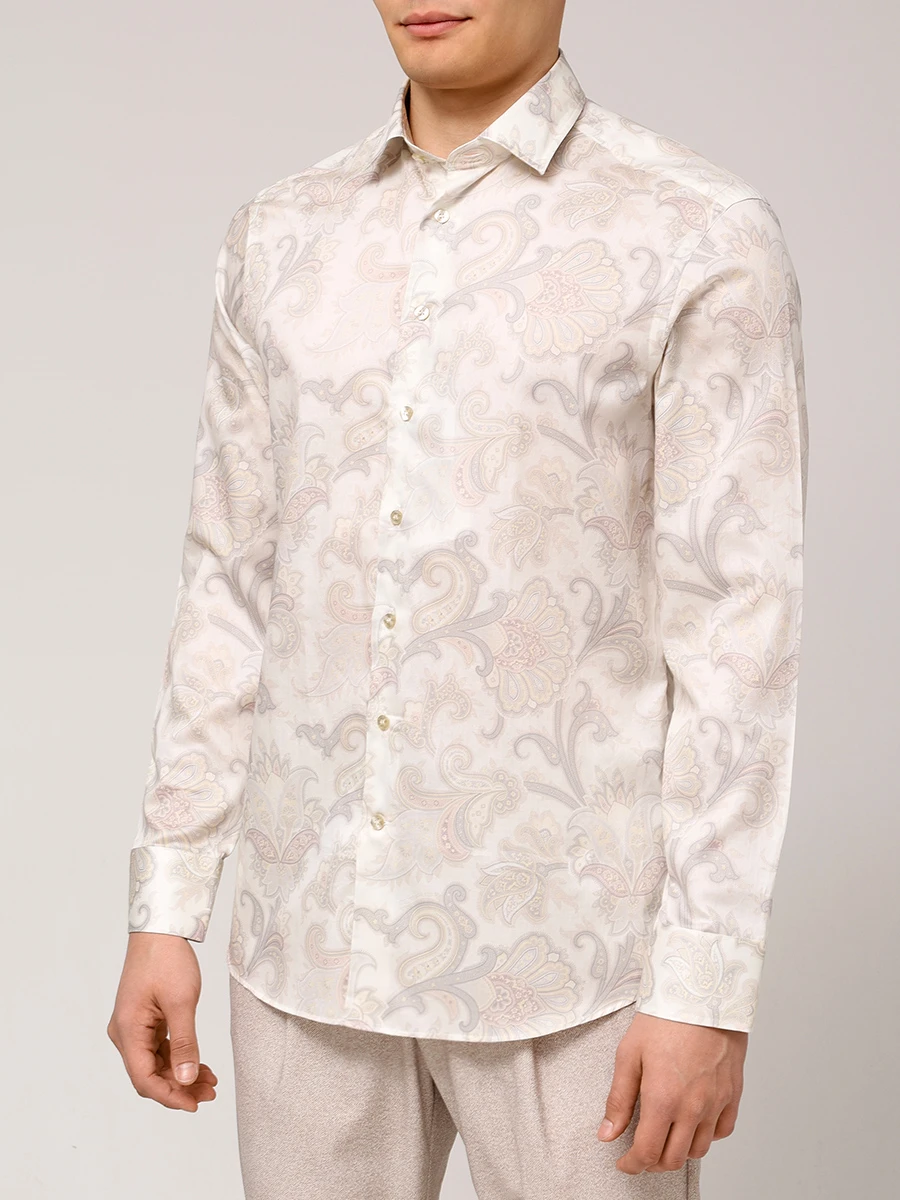 Рубашка Slim Fit хлопковая ETRO MRIB0001 99SA5F2X0830 Серый  Фото 4