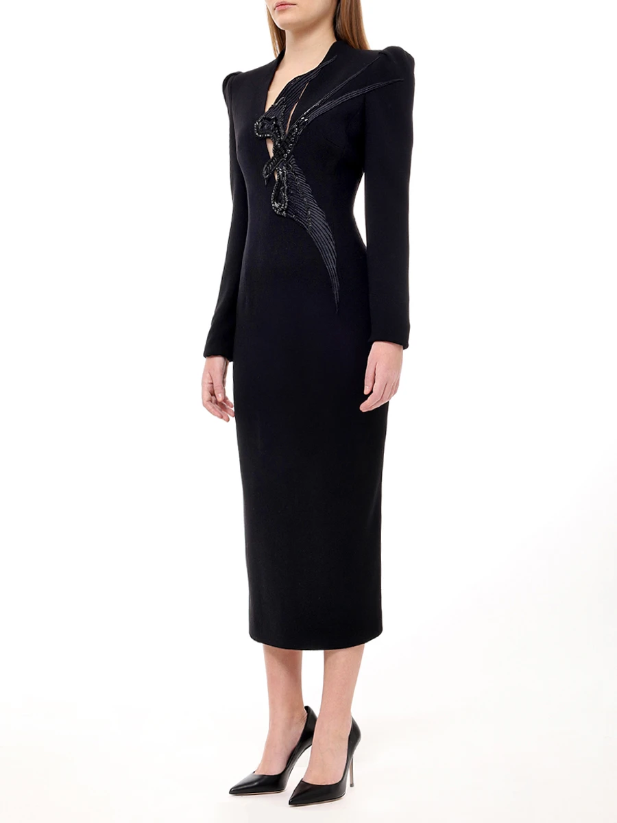 Платье-футляр YANINA Т-2945 Черный  Фото 4