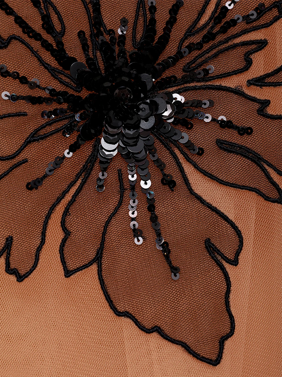 Юбка с вышивкой пайетками YANINA Т-2948 Черный  Фото 6