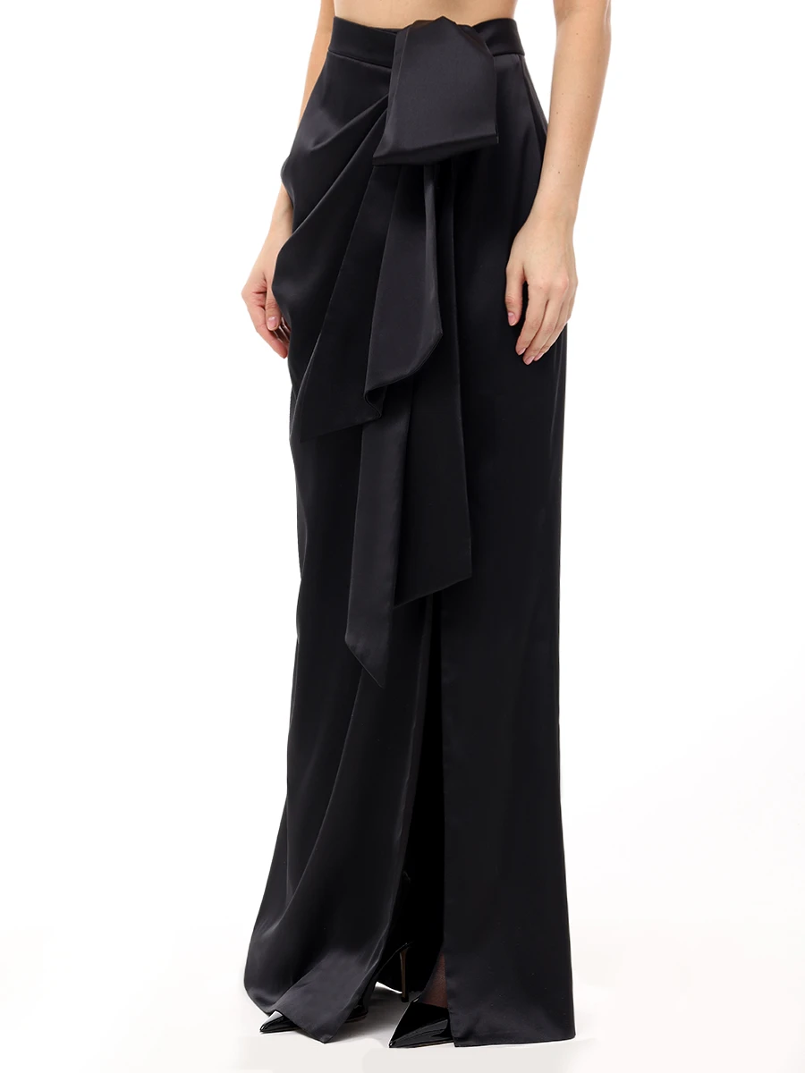 Юбка шелковая YANINA Т-2939 Черный  Фото 4