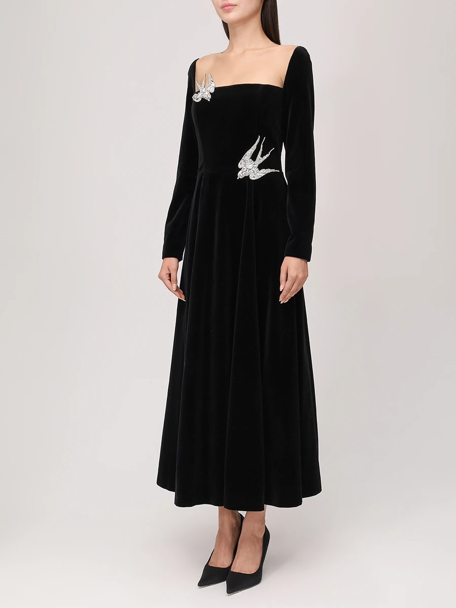 Платье бархатное YANINA Т-2949 Черный  Фото 4