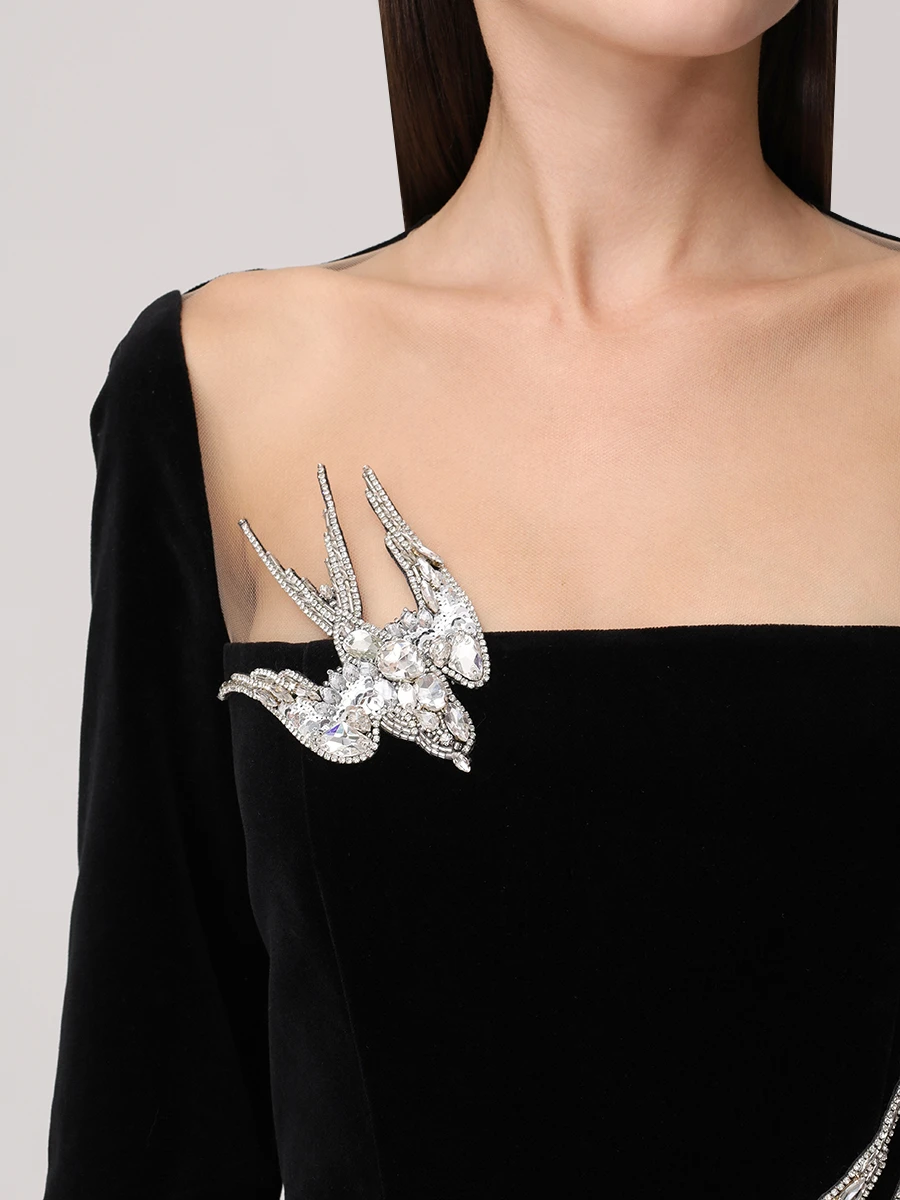 Платье бархатное YANINA Т-2949 Черный  Фото 5