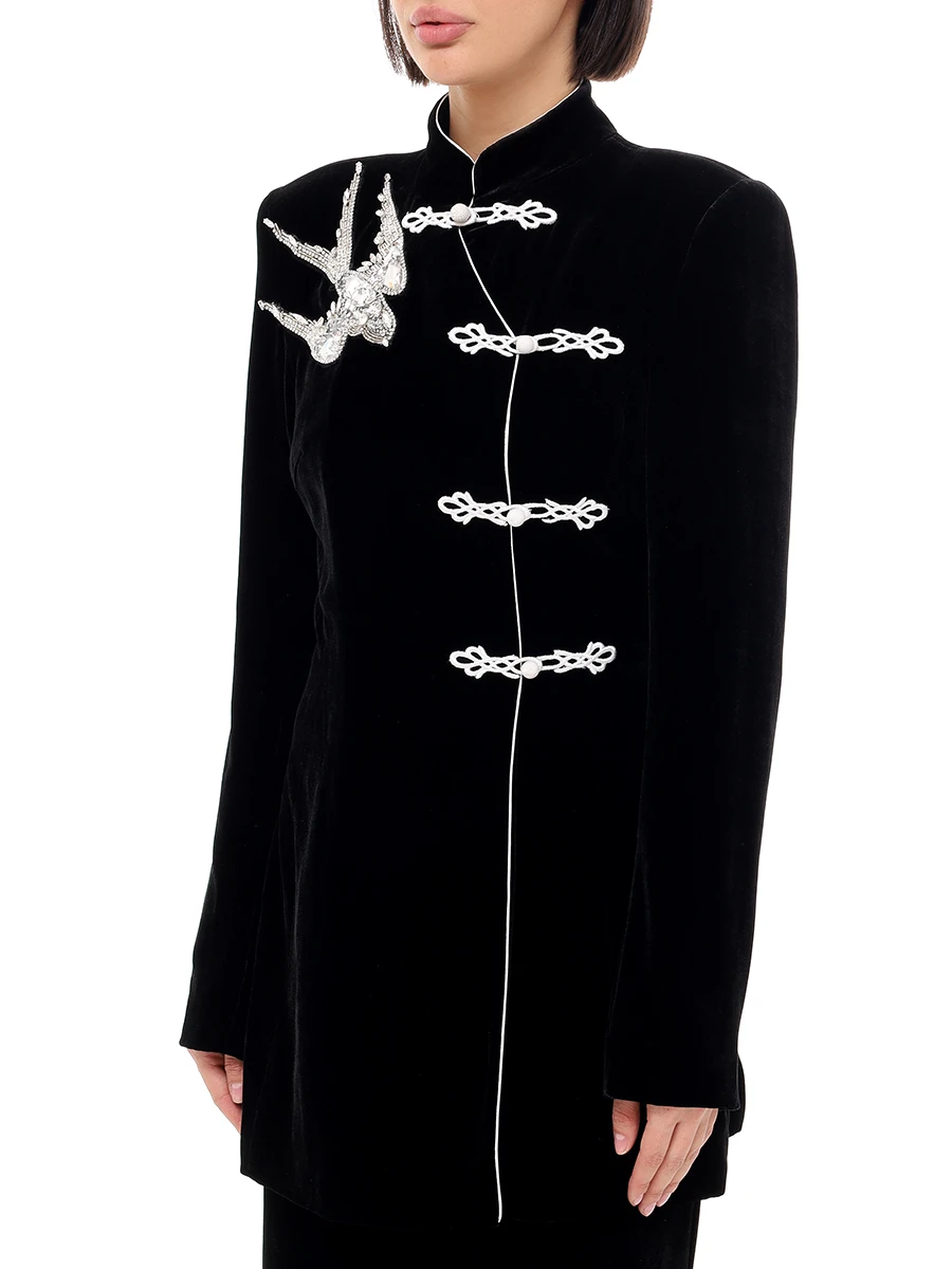 Жакет бархатный YANINA Т-2936 Черный  Фото 4