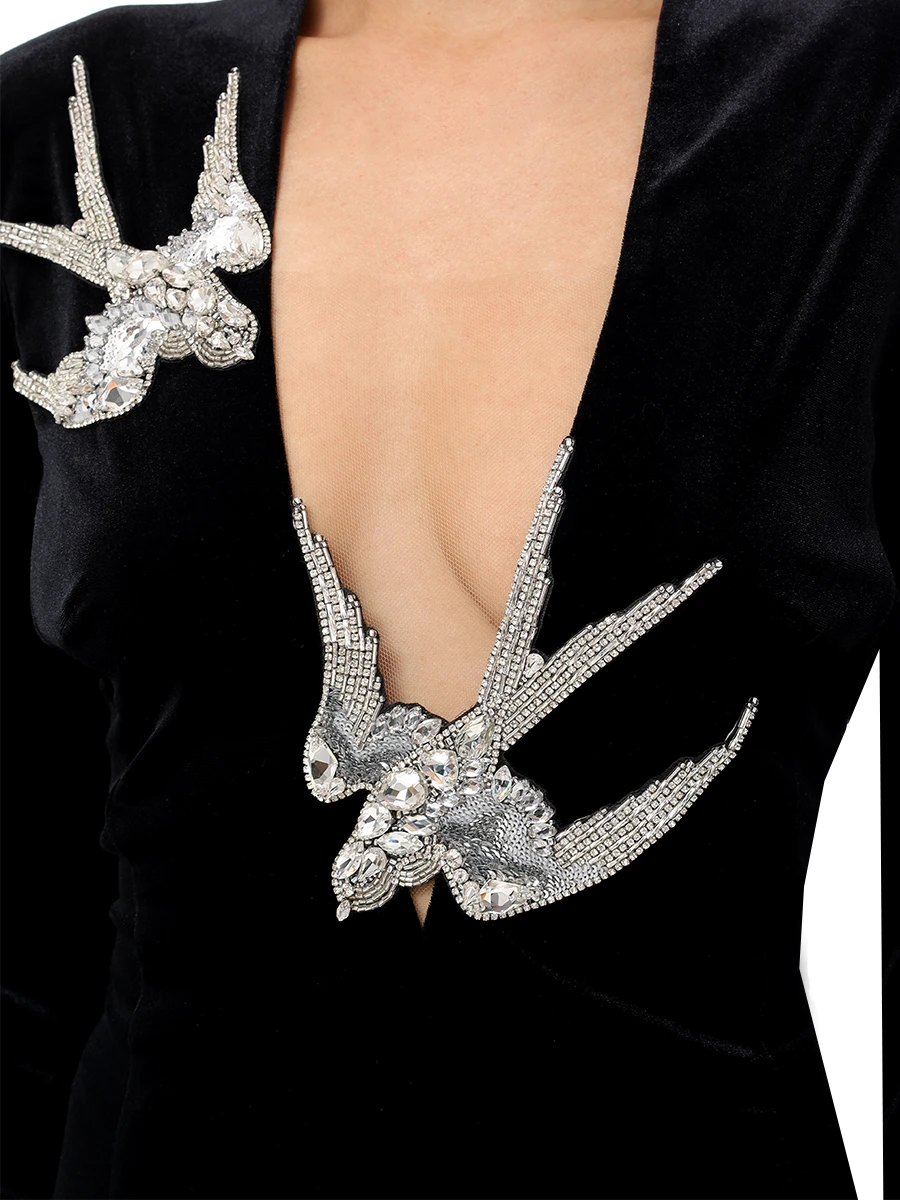 Платье бархатное YANINA Т-2944 Черный  Фото 5