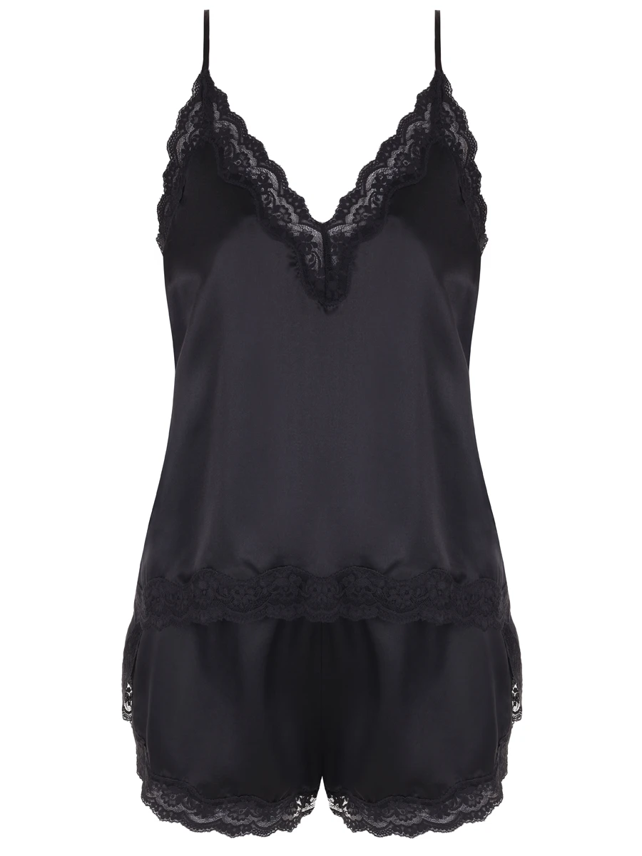 

Пижама шелковая, Черный, L24123457/L24123081/900