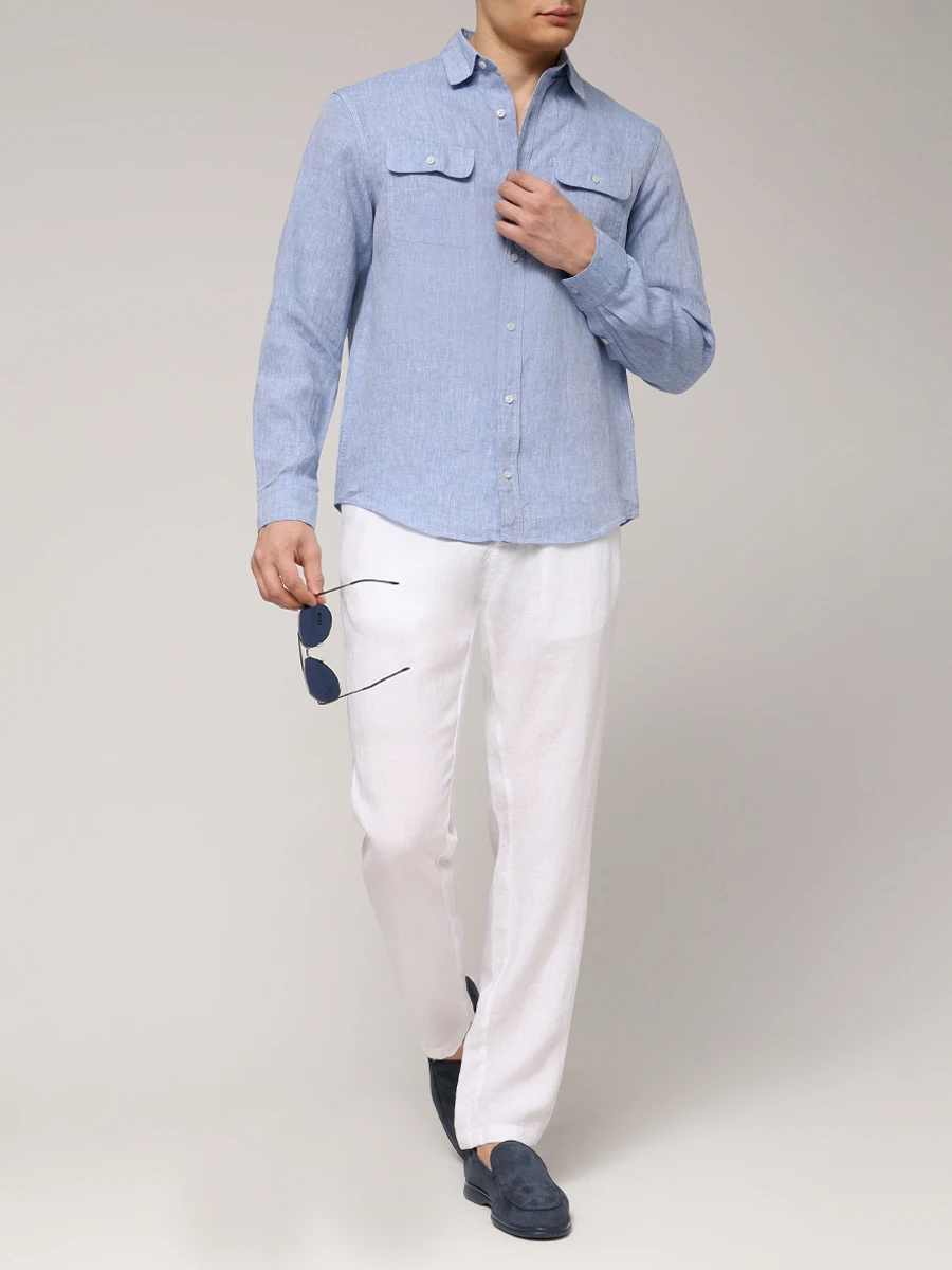 Рубашка Regular Fit льняная PAUL & SHARK 25413252/116 Голубой  Фото 2