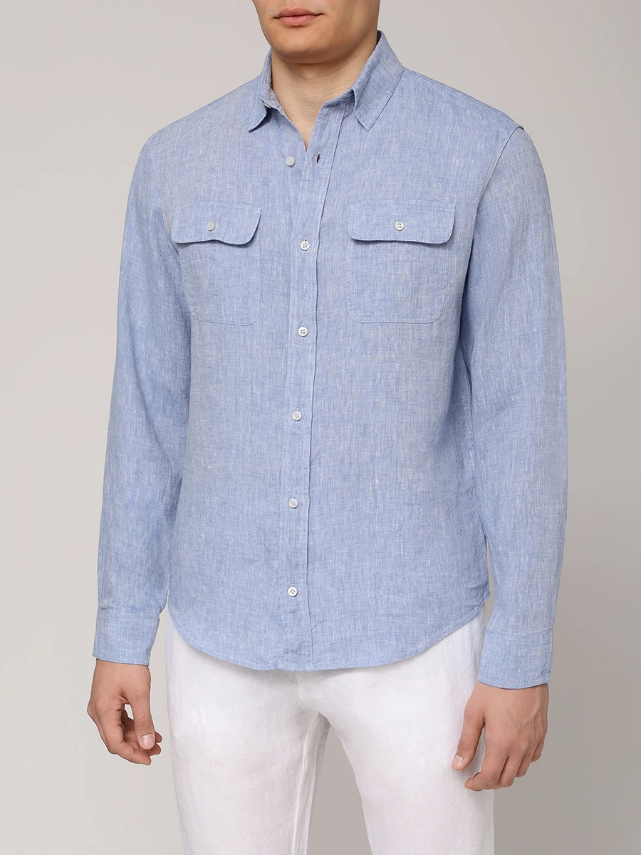 Рубашка Regular Fit льняная PAUL & SHARK 25413252/116 Голубой  Фото 4