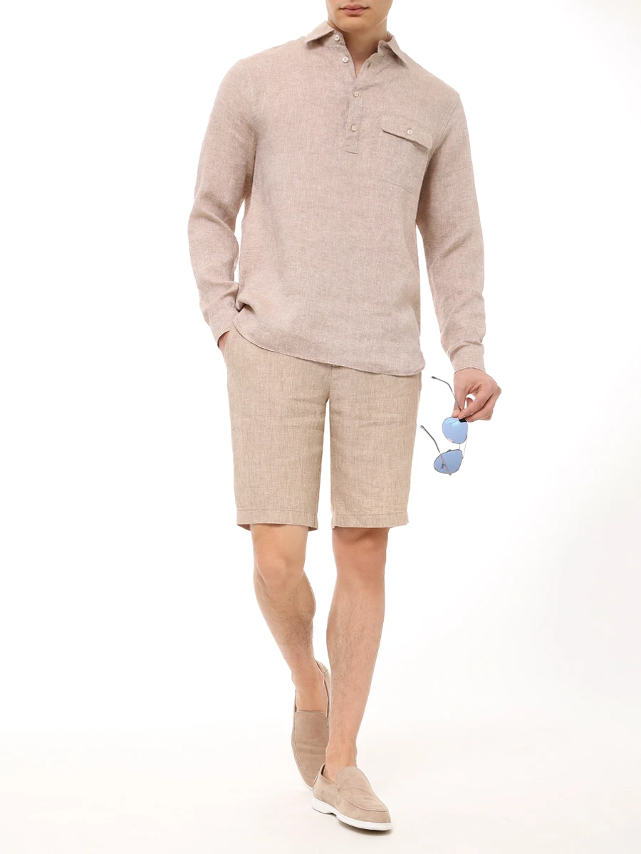 Рубашка Regular Fit льняная PAUL & SHARK 25413282/096 Бежевый  Фото 2