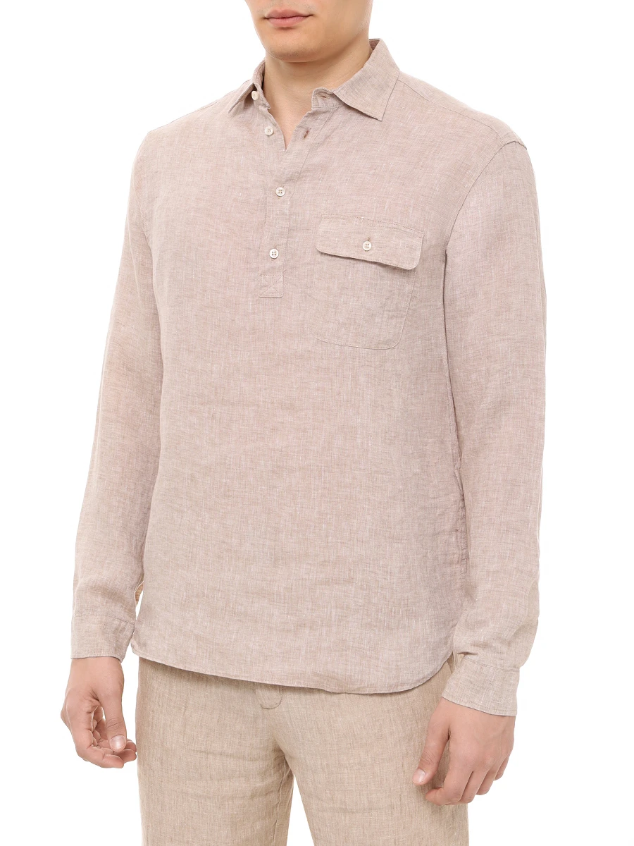 Рубашка Regular Fit льняная PAUL & SHARK 25413282/096 Бежевый  Фото 4