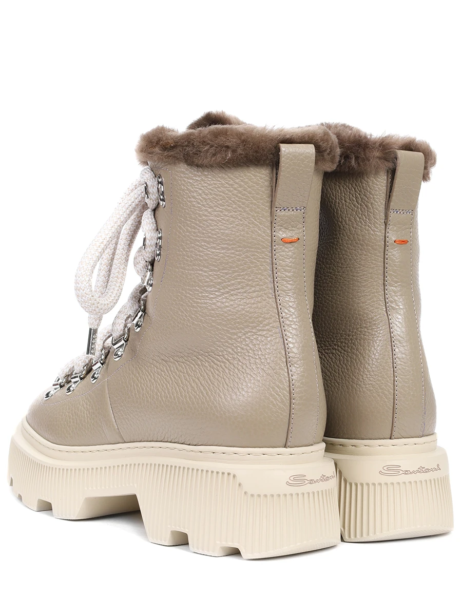 Ботинки кожаные на меху SANTONI WBCI61037LAMPABLC50 Коричневый  Фото 4