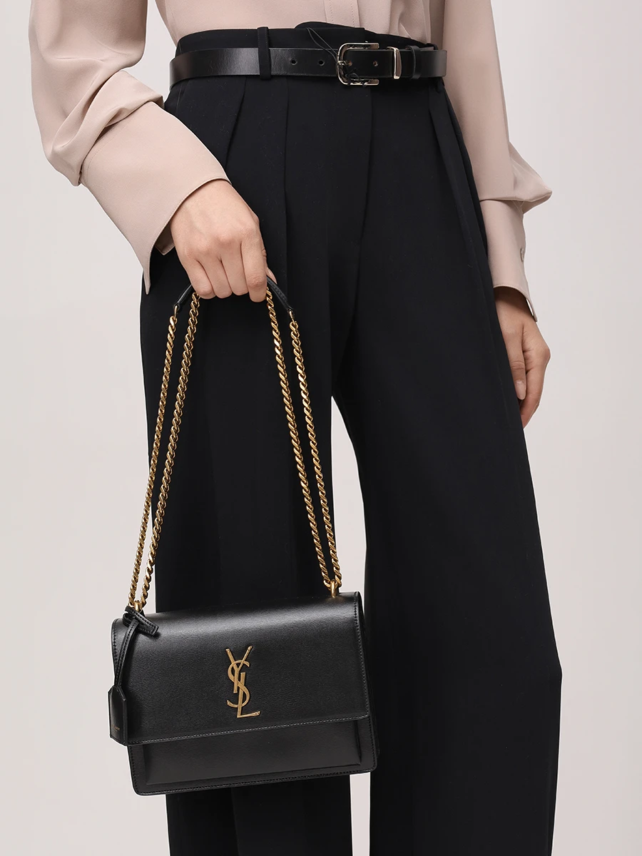 Сумка кожаная SAINT LAURENT 442906-D420W-1000 Черный  Фото 2