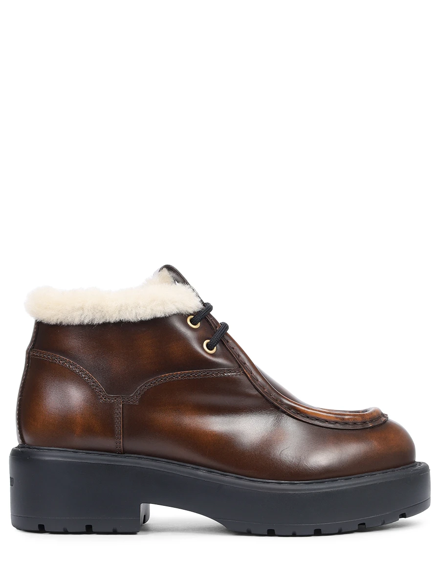 Ботинки кожаные на меху Miu Miu