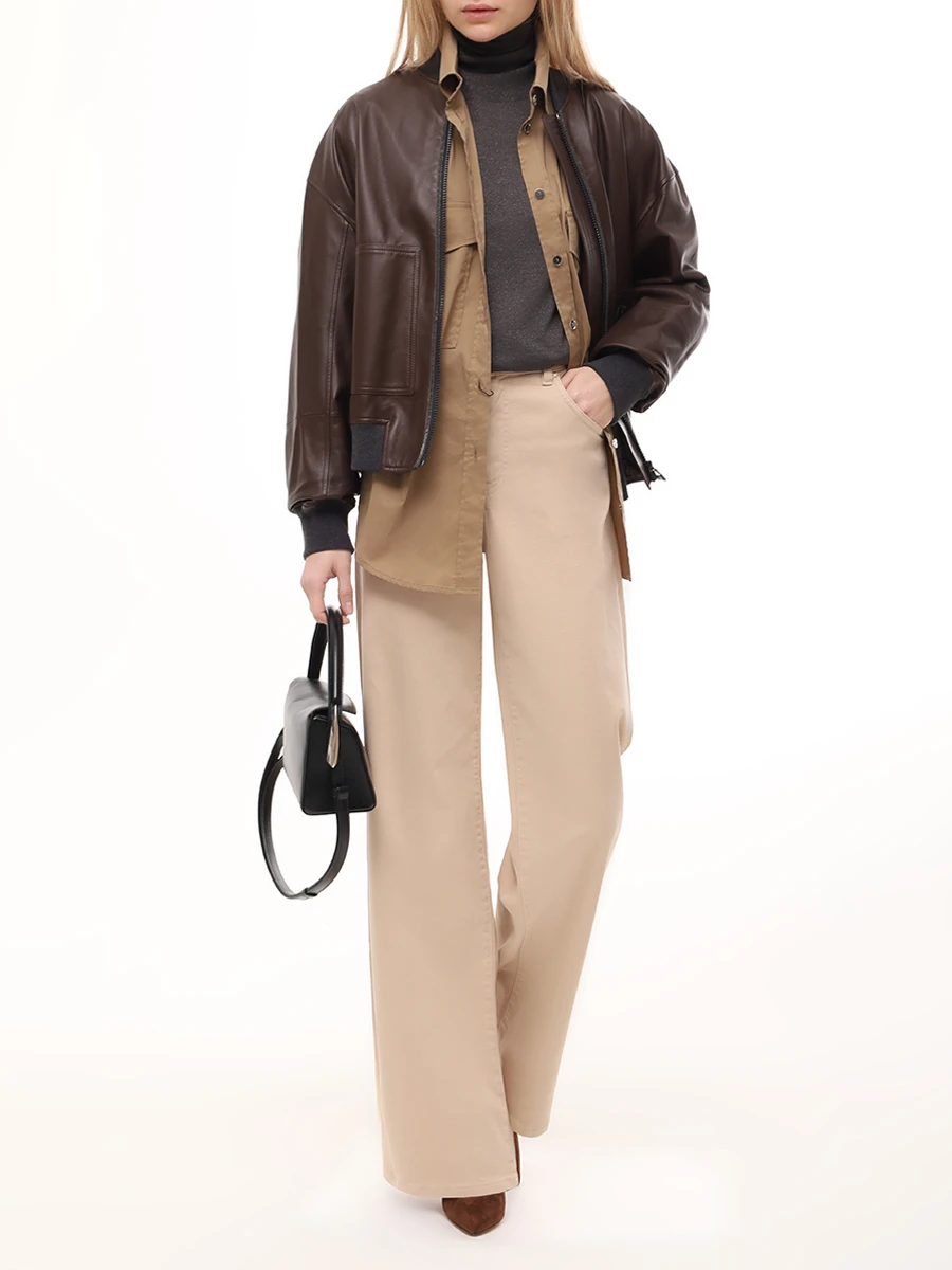Куртка кожаная BRUNELLO CUCINELLI MPNGI2629 C9106 Коричневый  Фото 2