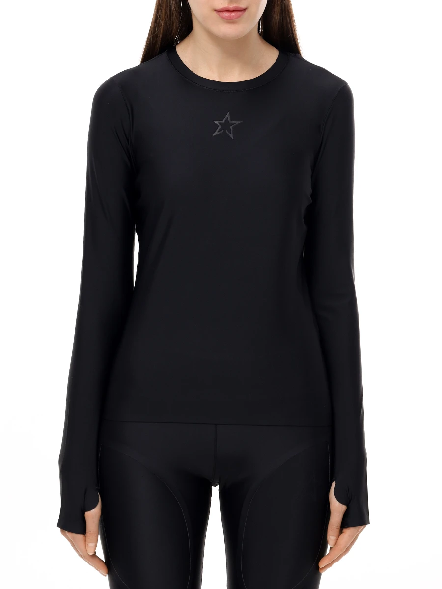 Лонгслив однотонный PERFECT MOMENT W30011181703/ black Черный  Фото 4