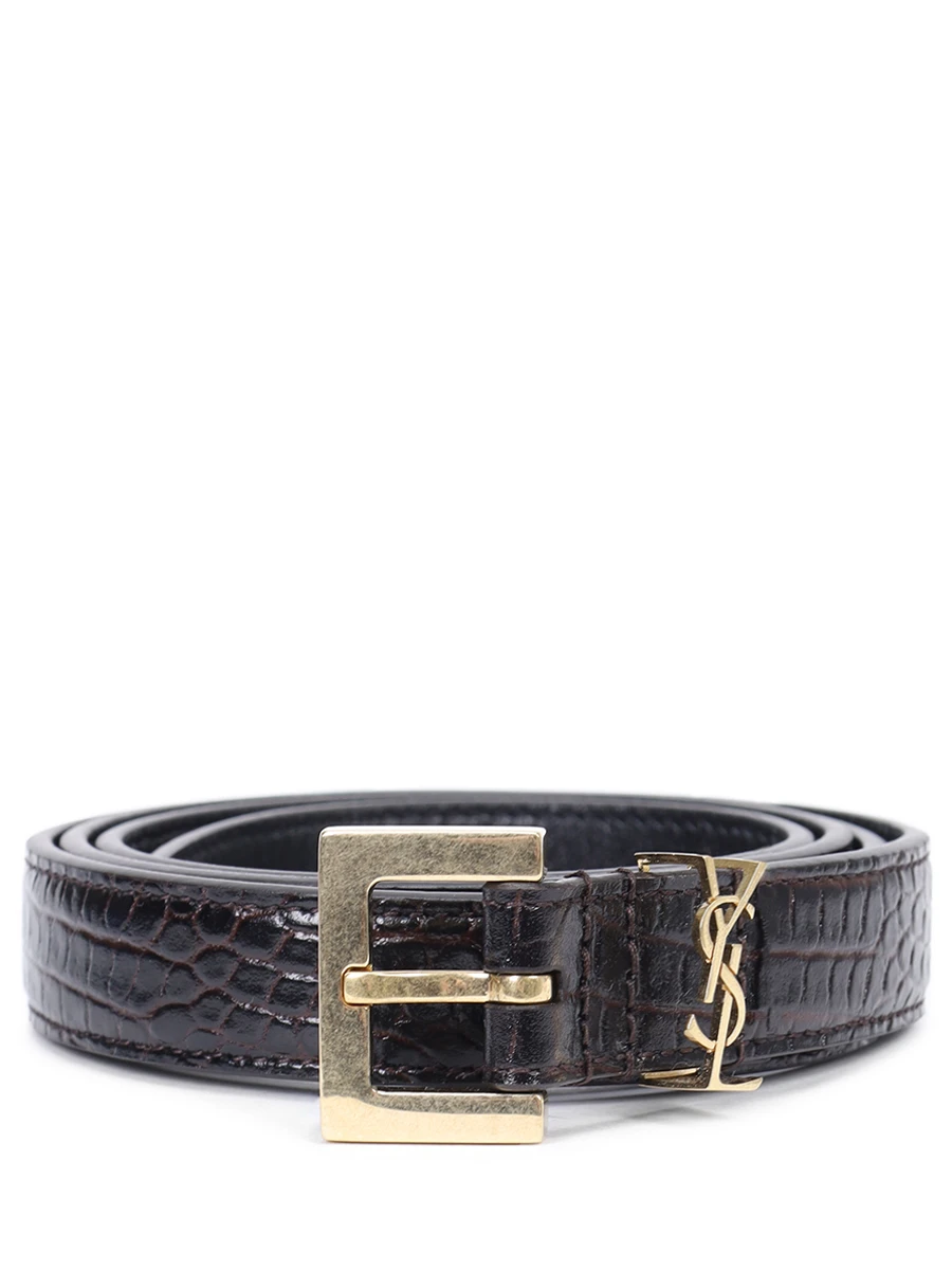 Ремень кожаный SAINT LAURENT 554465-AACUZ-2053 Коричневый 