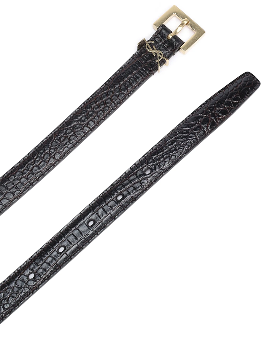 Ремень кожаный SAINT LAURENT 554465-AACUZ-2053 Коричневый  Фото 3